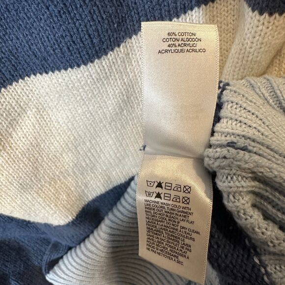 Lucky Brand Sweater Womens Large Striped Minimalist Mom Pullover Knit Cardigan - Picture 3 of 9